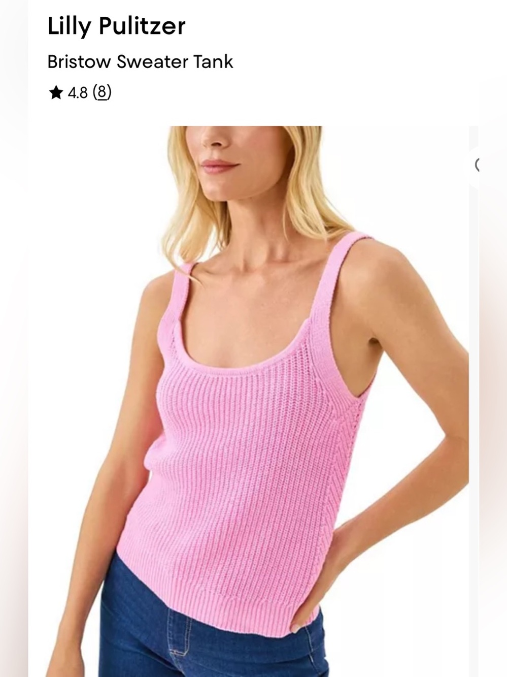 Lilly Pulitzer Bristow Sweater Tank Pink Bliss Size Large New with Tags